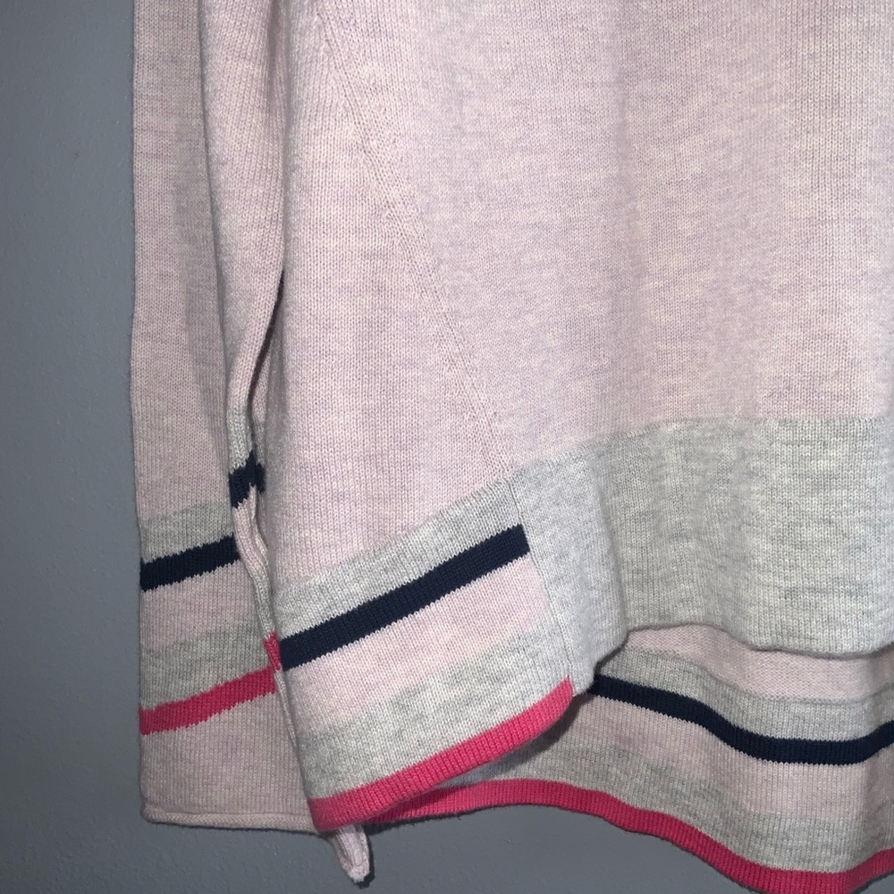 Lisa Todd V-Neck Lavender Cotton Casual Hi-Lo Sweater Stripe Contrast M - Picture 5 of 11